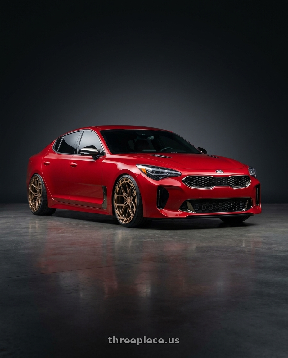 2019 Kia Stinger GT-2 Highchromicha with Rohana RFX19 5x114.3 20x10 +40 Machine Bronze wheels