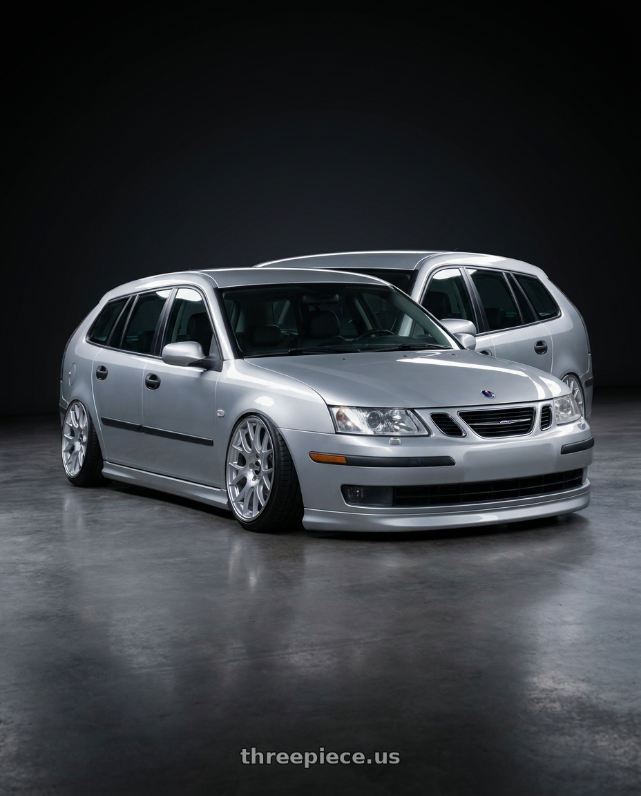 2006 Saab 9-3 Aero SportCombi with BBS CH-R 5x120 18x9 +44 Brilliant Silver Polished Rim Protector wheels