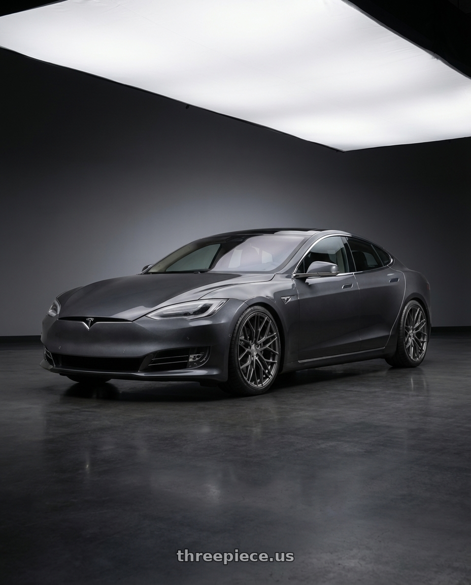 2018 Tesla Model S with Avant Garde Wheels M520R 5X120 21x12 +52 Dark Graphite Metallic wheels