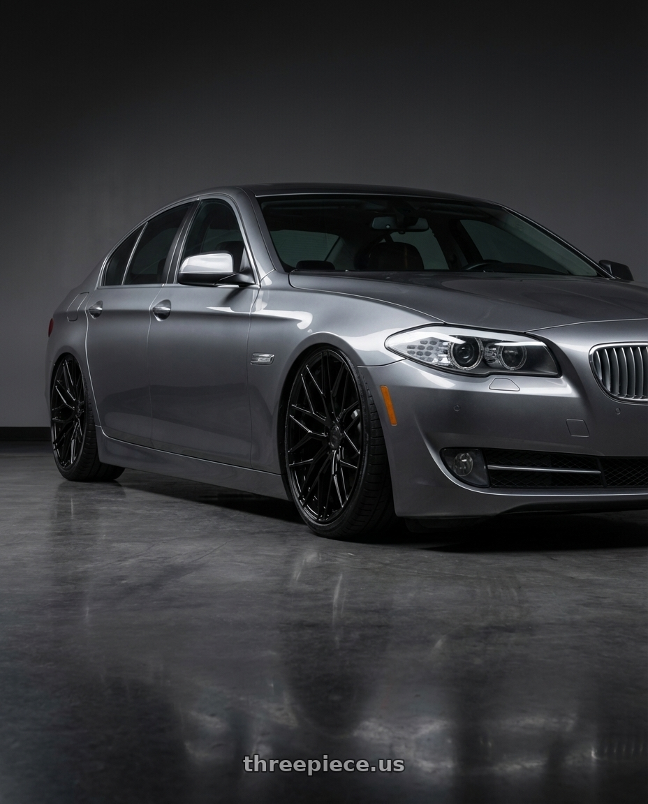 2016 BMW 5 Series F10 with Avant Garde Wheels M520R 5X120 20x9 +38 Gloss Black wheels