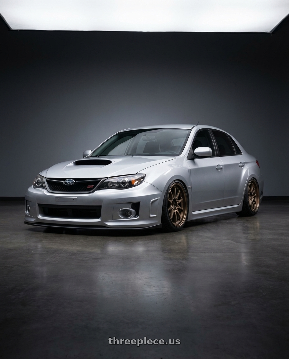 2014 Subaru WRX STI, Silver with Volk Racing CE28N 5x114.3 18x8.5 +30 BRONZE wheels