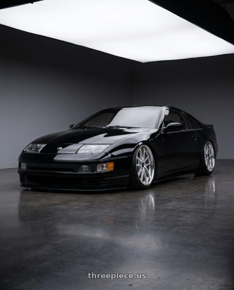 1990 Nissan 300zx with ARC AR5 5x114.3 18x9.5  +30 Silver Machine Face Lip Chrome Rivet wheels