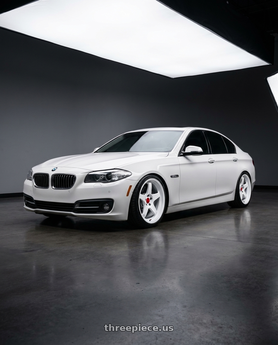 2016 BMW 528i xDrive Sedan with R6061 Forged R1 5x120 18X10 +35 Championship White wheels