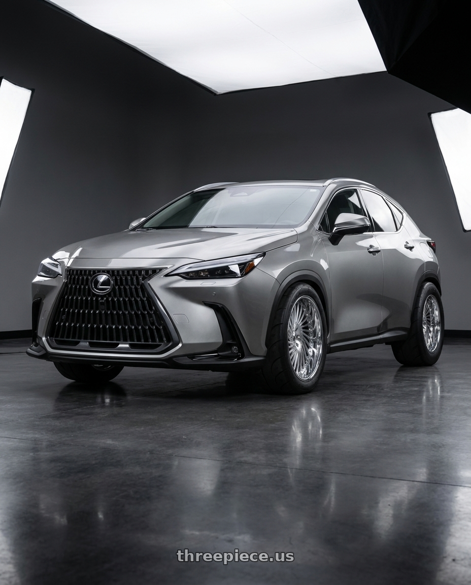 2026 Lexus Nx200 with Amani Chile 5x112/5X114.3 22x10 +38 Brush Center Chrome Lip wheels