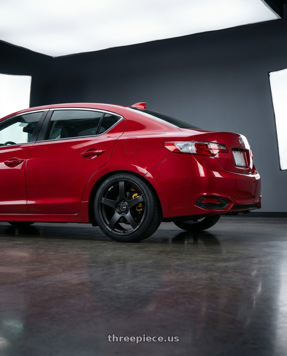 2012 Acura ILX with Ssr Gtv01 5x114.3 17x7+42  FLAT BLACK wheels rear three quarter view square tires