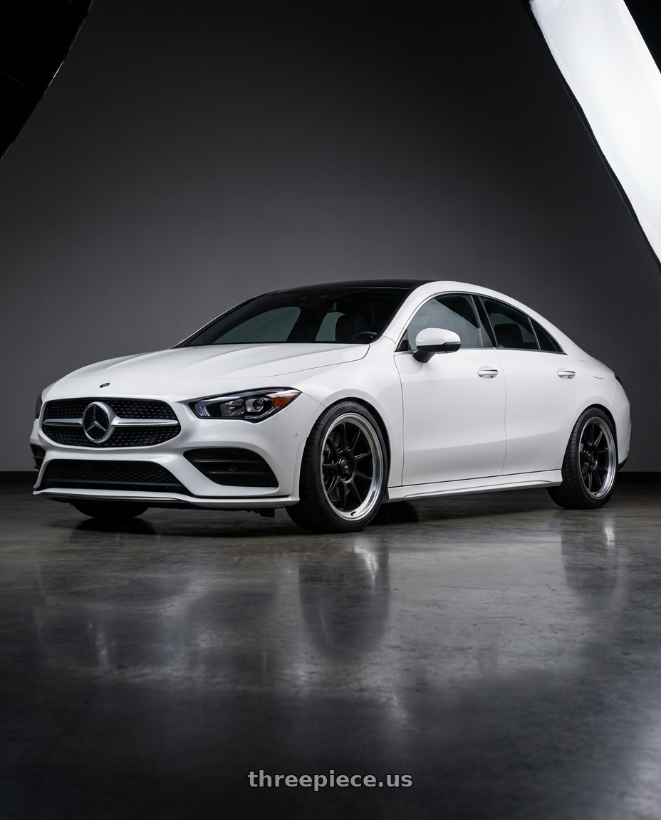 2023 Mercedes-Benz CLA C118 with Konig Countergram 5x112 19x9.5+30 Matte Black / Matte Machined Lip wheels