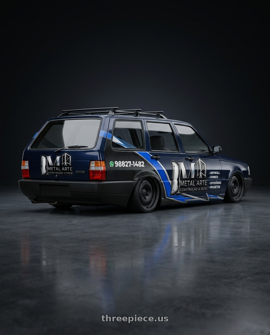 1994 fiat elba adesivado with fifteen52 ANALOG HD 6x139.7 16x7.5 +0 ASPHALT BLACK (SATIN BLACK) wheels rear three quarter view square tires