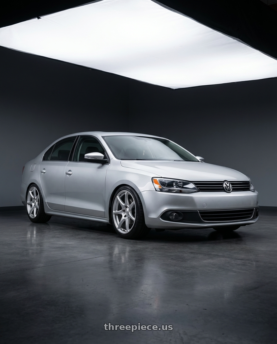 2016 Volkswagen Jetta GLI MK6 with Kansei K11S Tandem 5X112 18x8.5 35 Hyper Silver wheels