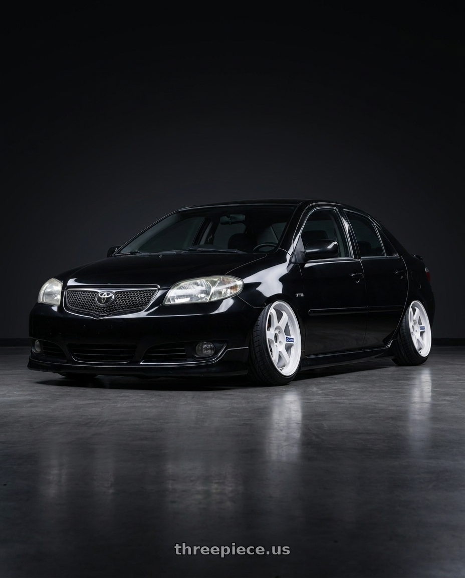 2007 Toyota Vios black  with Volk Racing TE37 Gravel 5x114.3 15x7.0+35 White wheels