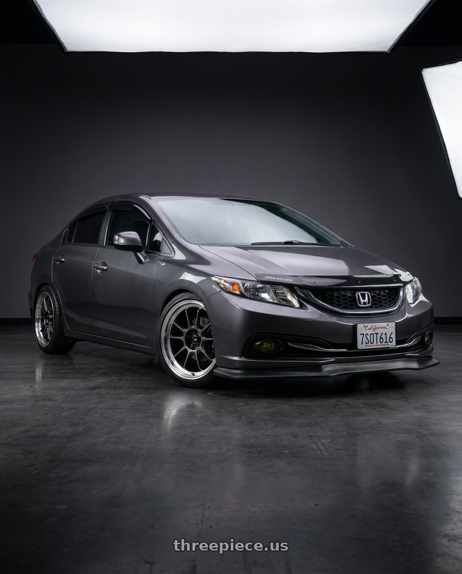 2015 Honda Civic LX with Konig Hypergram 5x114.3 17x8+45 Metallic Carbon w/ Machined Lip wheels