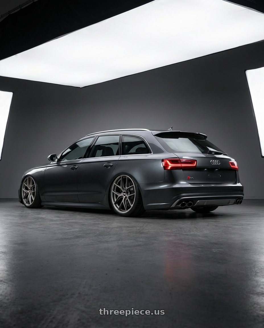 2016 Audi S6 C7 with BBS CC-R 5x112 20x9.0+25 Satin Platinum wheels rear three quarter view slight stretch tires