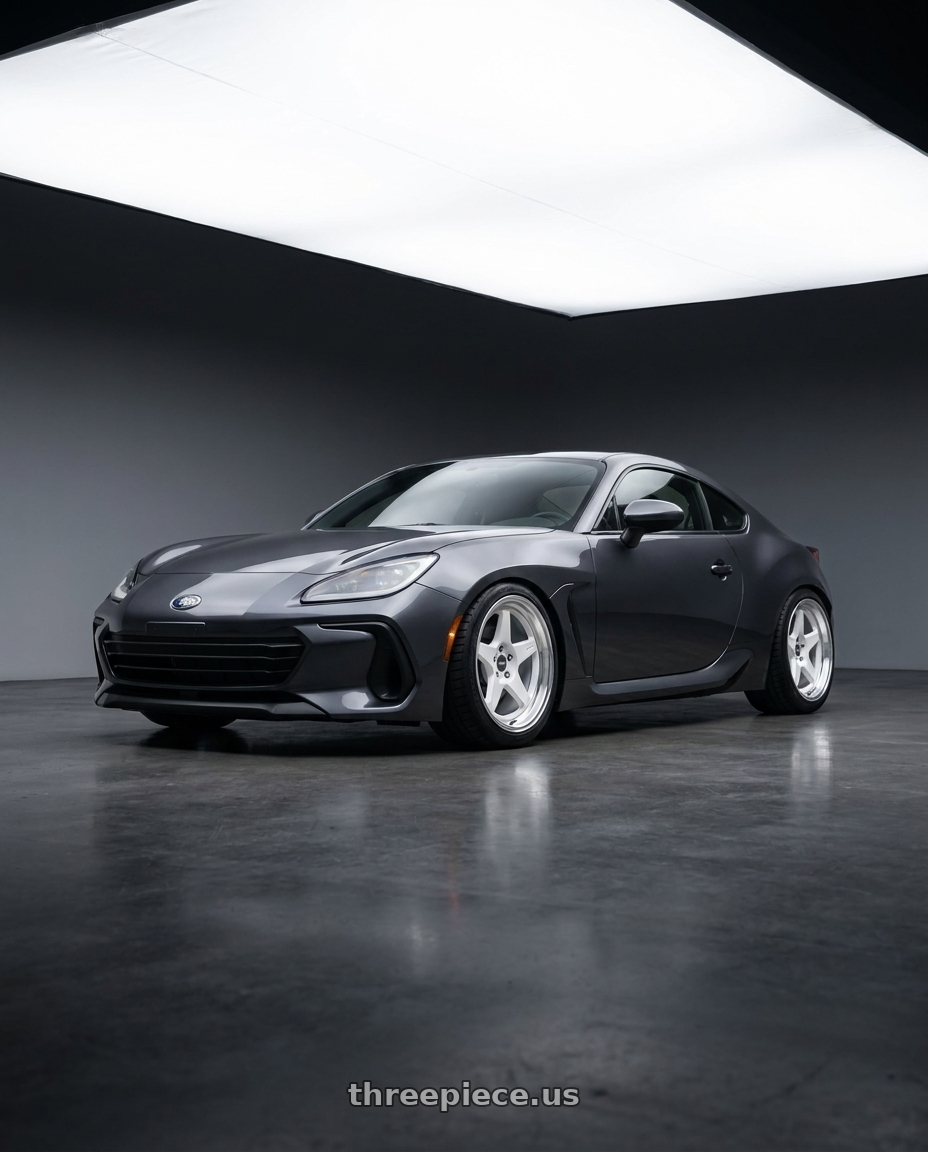 2023 Subaru BRZ premium Magnetite grey  with ESR Wheels CR SERIES CR5 5x100 18x9.5 +35 Gloss White wheels