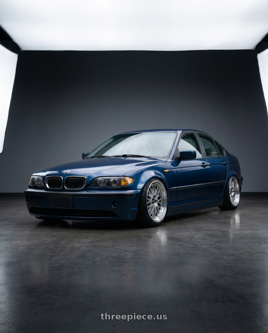 2003 Bmw 325xi sedan blue with BBS LM 5x120 17x8.0+40 Diamond Silver wheels