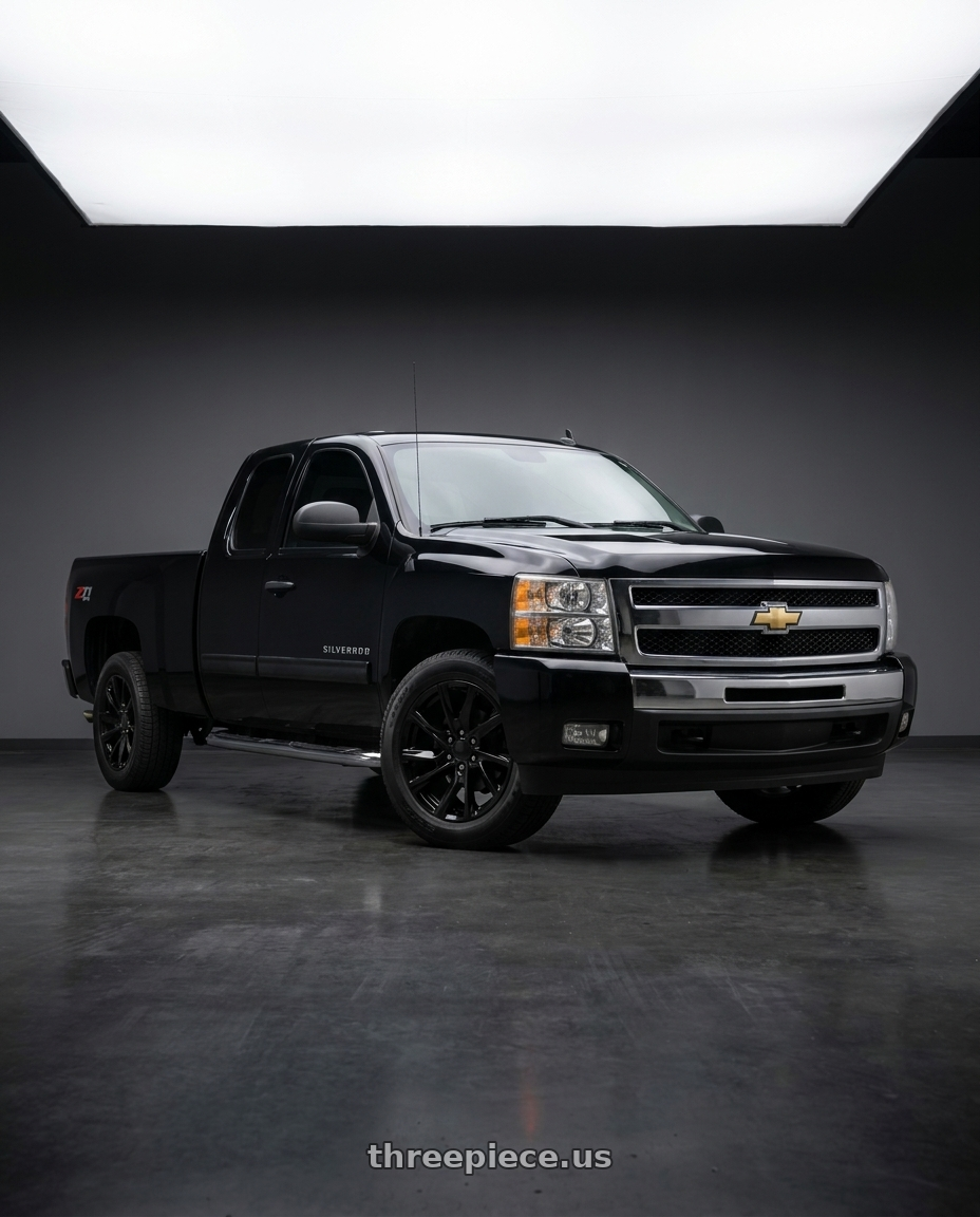 2012 Chevrolet Silverado with OE Wheels CA90 6x139.7 20x9+28 Black wheels