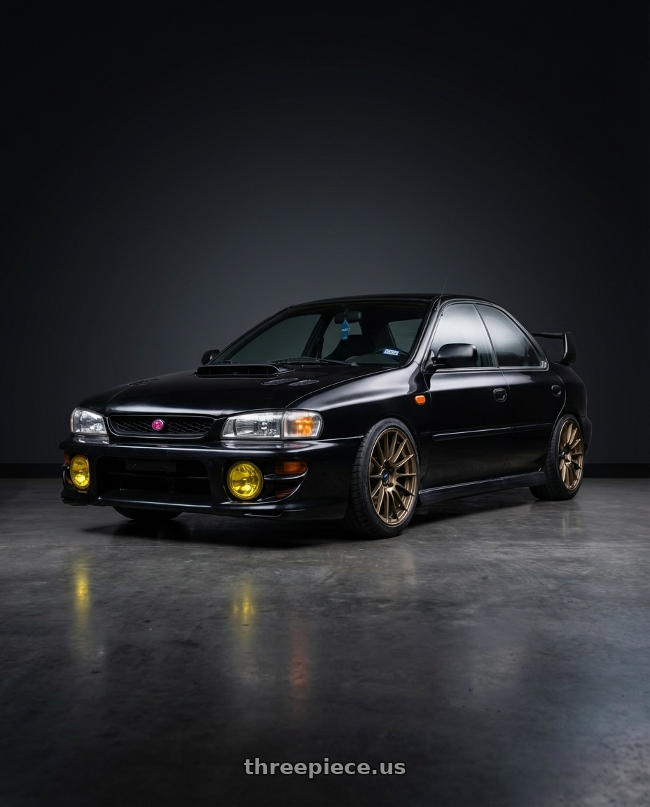 1998 Subaru Impreza GC8 with Enkei RS05-RR 5x112 18x9+25 Titanium Gold wheels