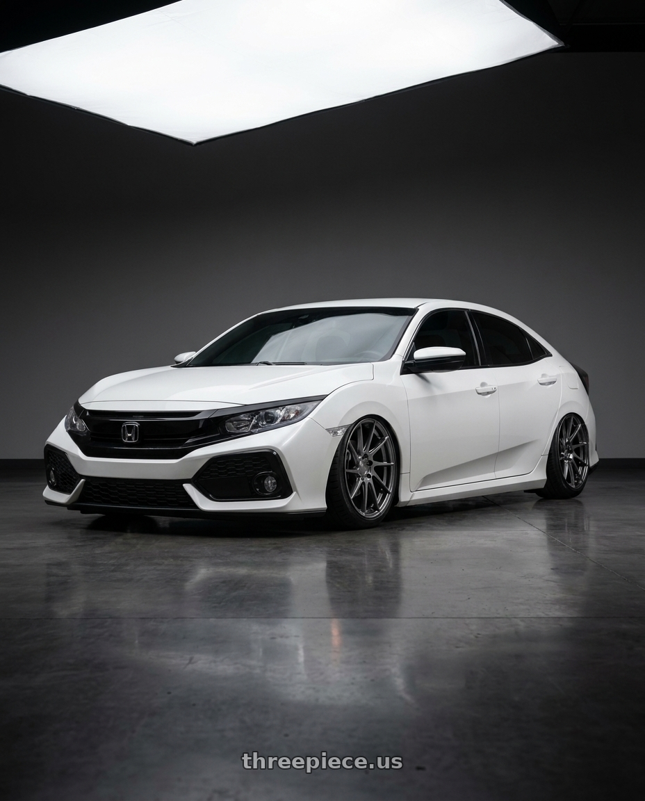 2019 Honda Civic with Aodhan AH09 5x114.3 18x8.5 +35 Hyper Black wheels