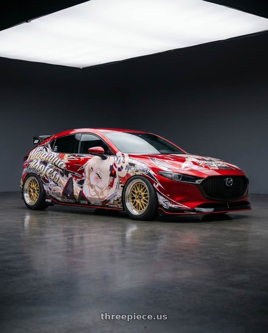 2026 mazda 3 with BBS LM 5x114.3 17x7.5+38 Gold wheels