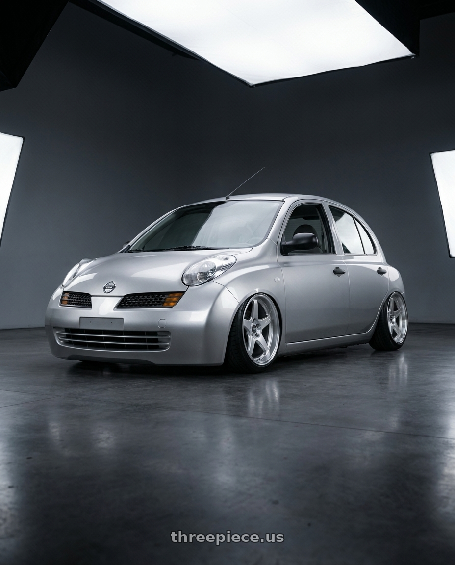 2007 Nissan March with ESR Wheels APEX SERIES AP5 5x120 19x9.5 +35 Hyper Silver wheels