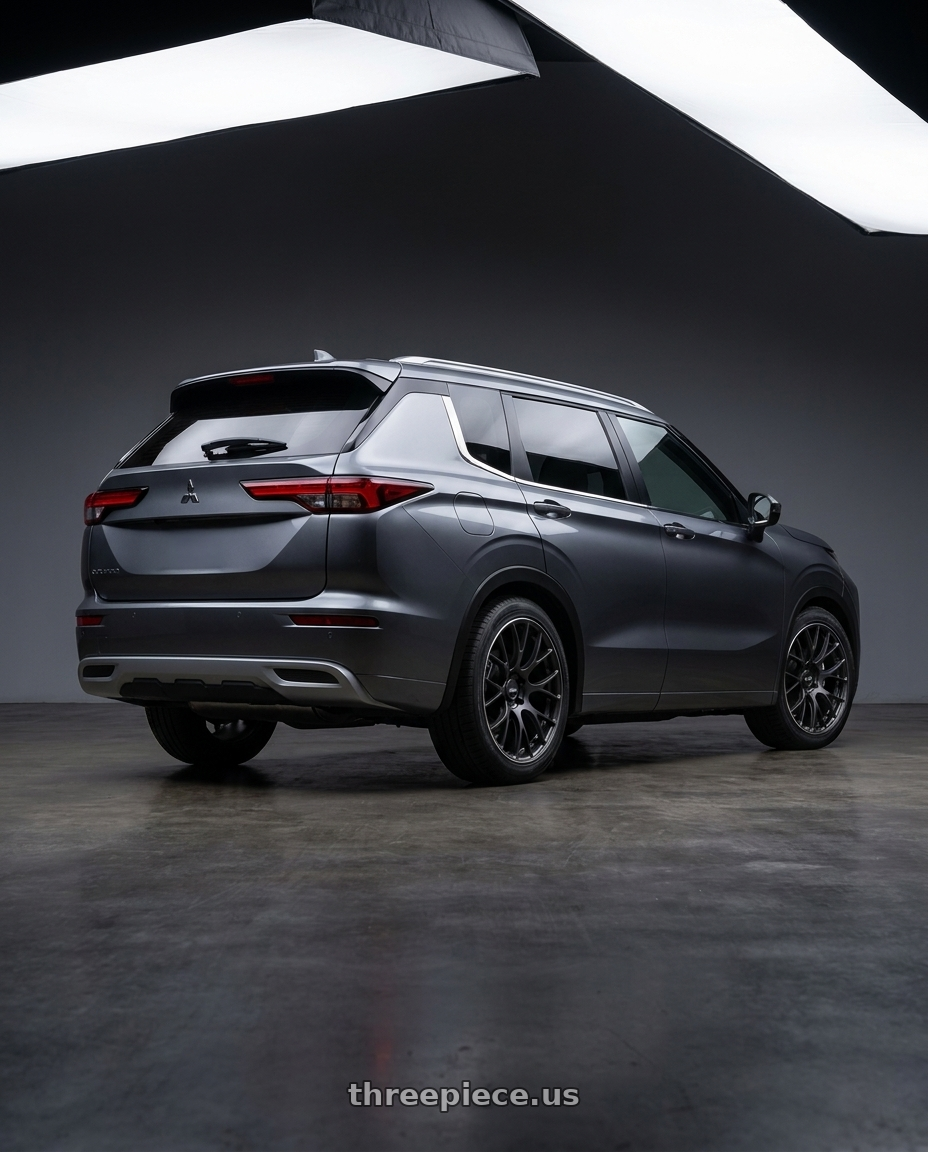 2026 mitsubishi outlander with Volk Racing G16 5x114.3 19x8.5+38 wheels rear three quarter view square tires