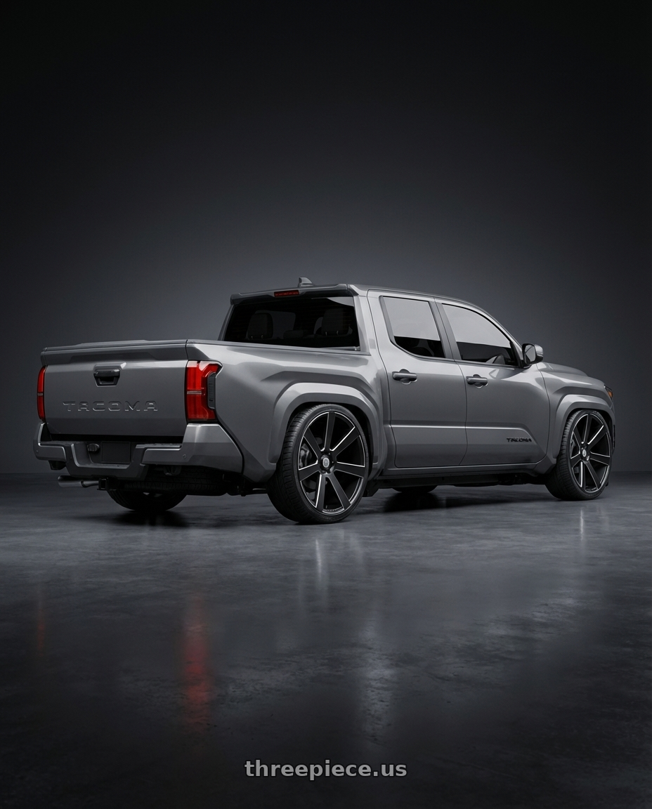 2024 Toyota Tacoma sr underground  with Asanti Black ABL-15 APOLLO 5X115 22X9 +15 SATIN BLACK MILLED wheels rear three quarter view extreme stretch tires