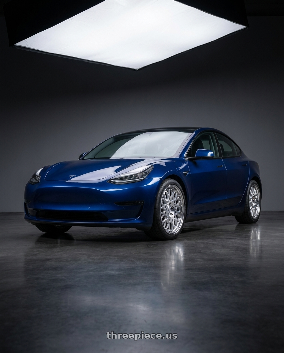 2022 Tesla Model 3 Long Range with Work Seeker Cx 4x100 16x6.5+12 L Disk Matte Silver Polish wheels