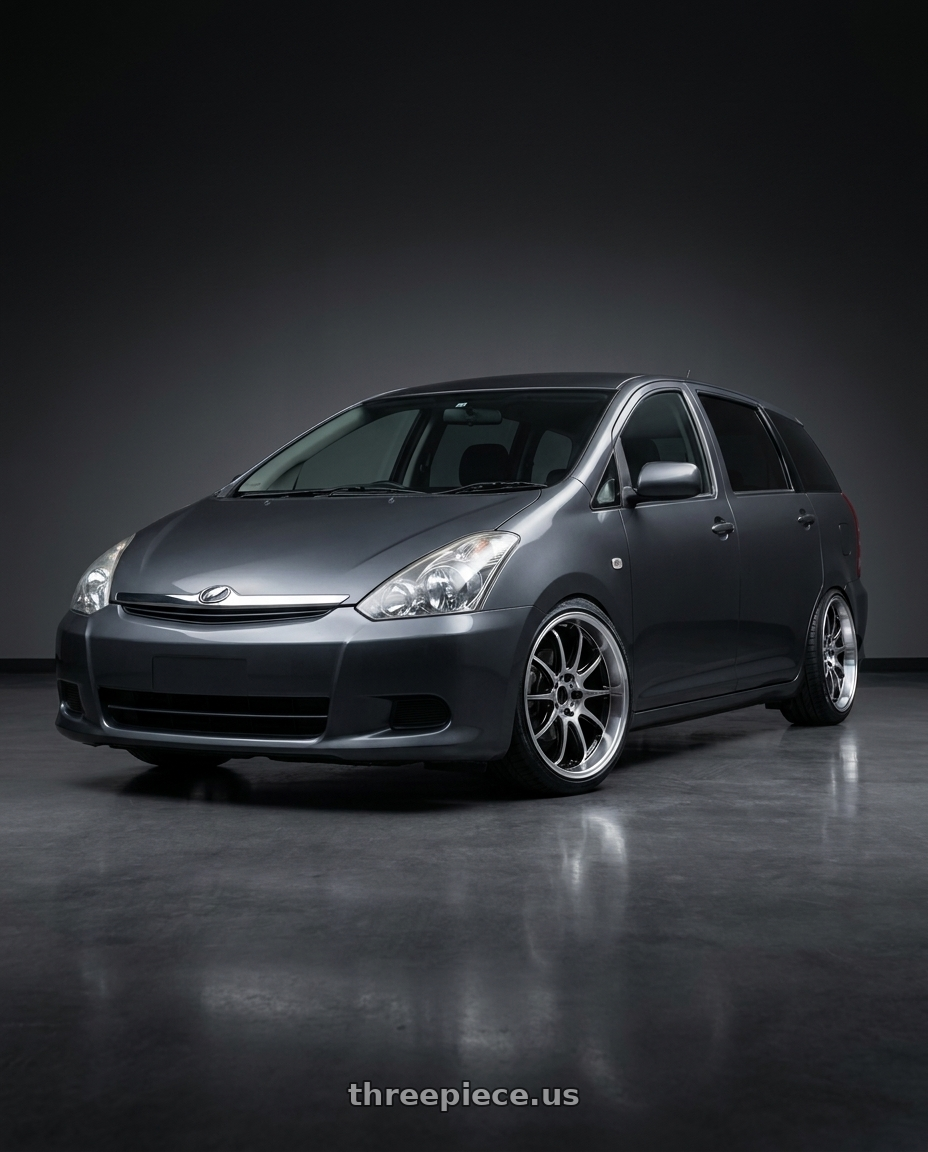 2005 toyota wish with Work Emotion D9r 5x100 18x8.5 +47 Gt Silver Rim Cut wheels