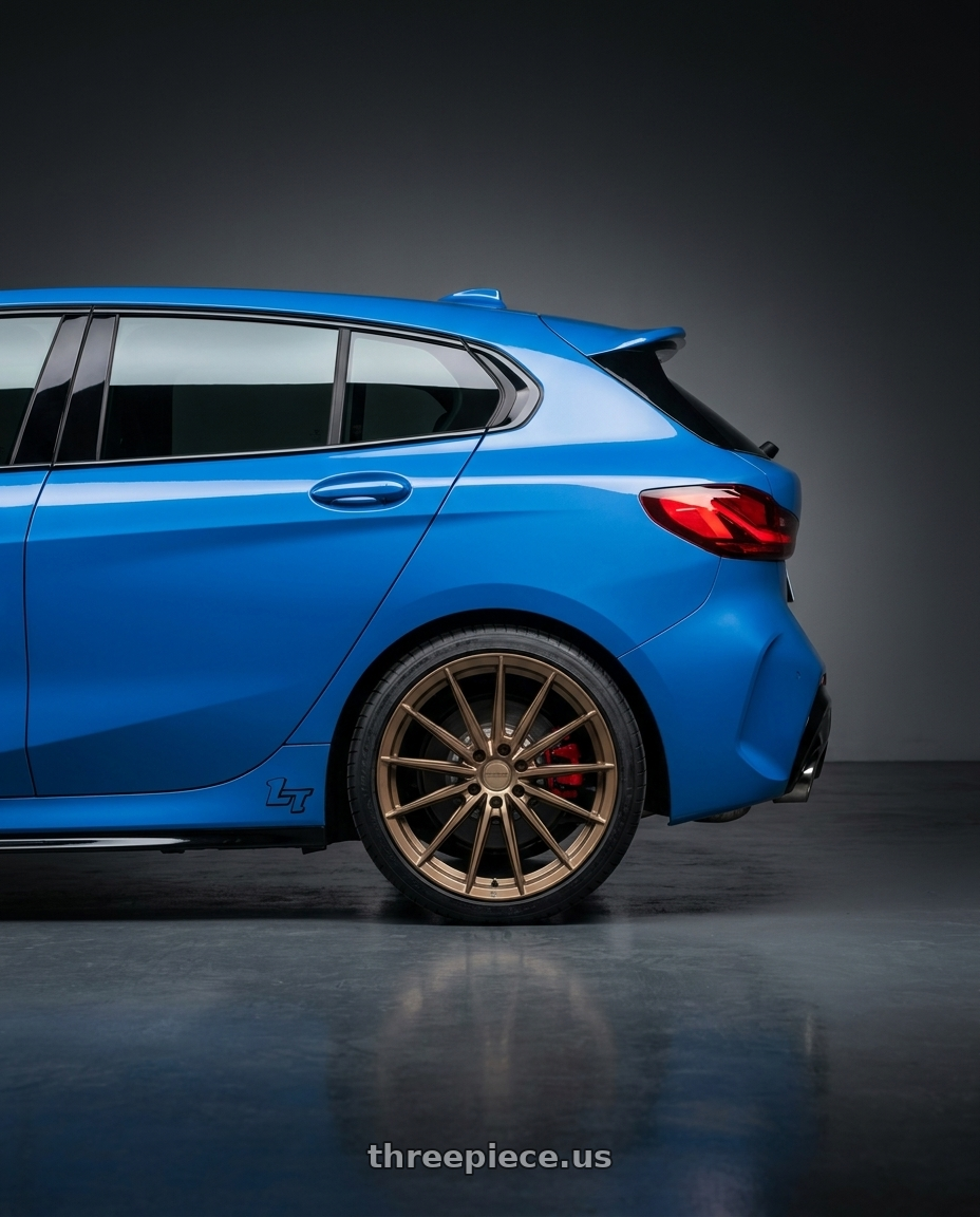 2024 Bmw 128ti with VOSSEN HFX-4 6X135 17x9 +0 SATIN BRONZE wheels rear three quarter view square tires