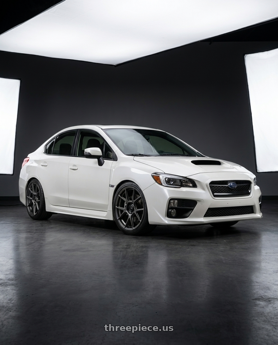 2017 Subaru Wrx Limited Crystal Pearl White with Konig Ampliform 5x114.3 18x9.5+25 Dark Metallic Graphite wheels