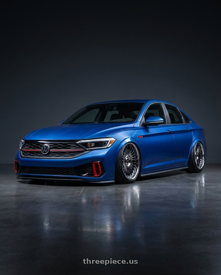 2024 Volkswagen jetta gli blue with Work Emitz Black Polish 5x100 19x9.0 +45 wheels