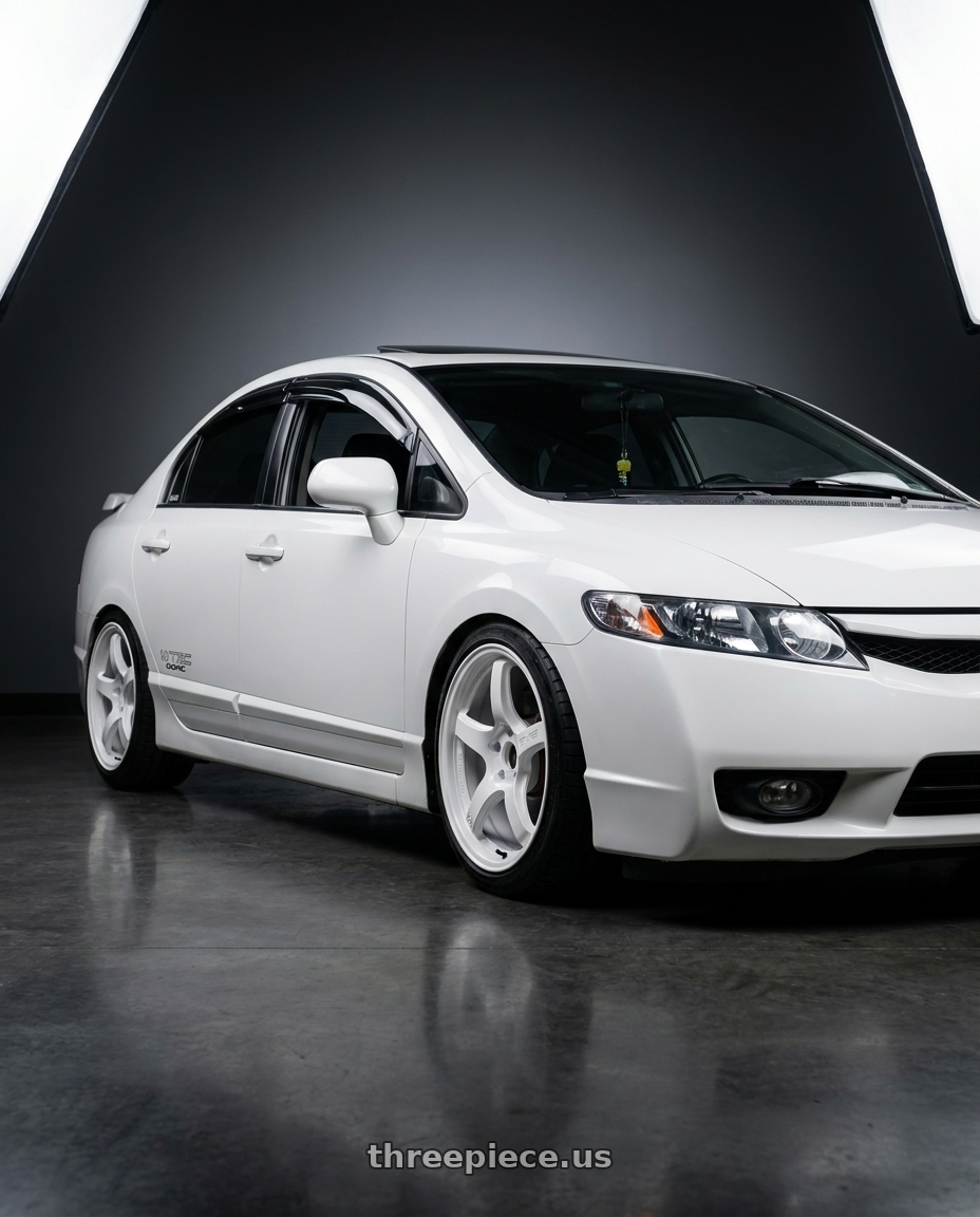 2008 Honda Civic SI with Gram Lights 57CR 5x114.3 18x10.5 +12 CERAMIC WHITE PEARL wheels
