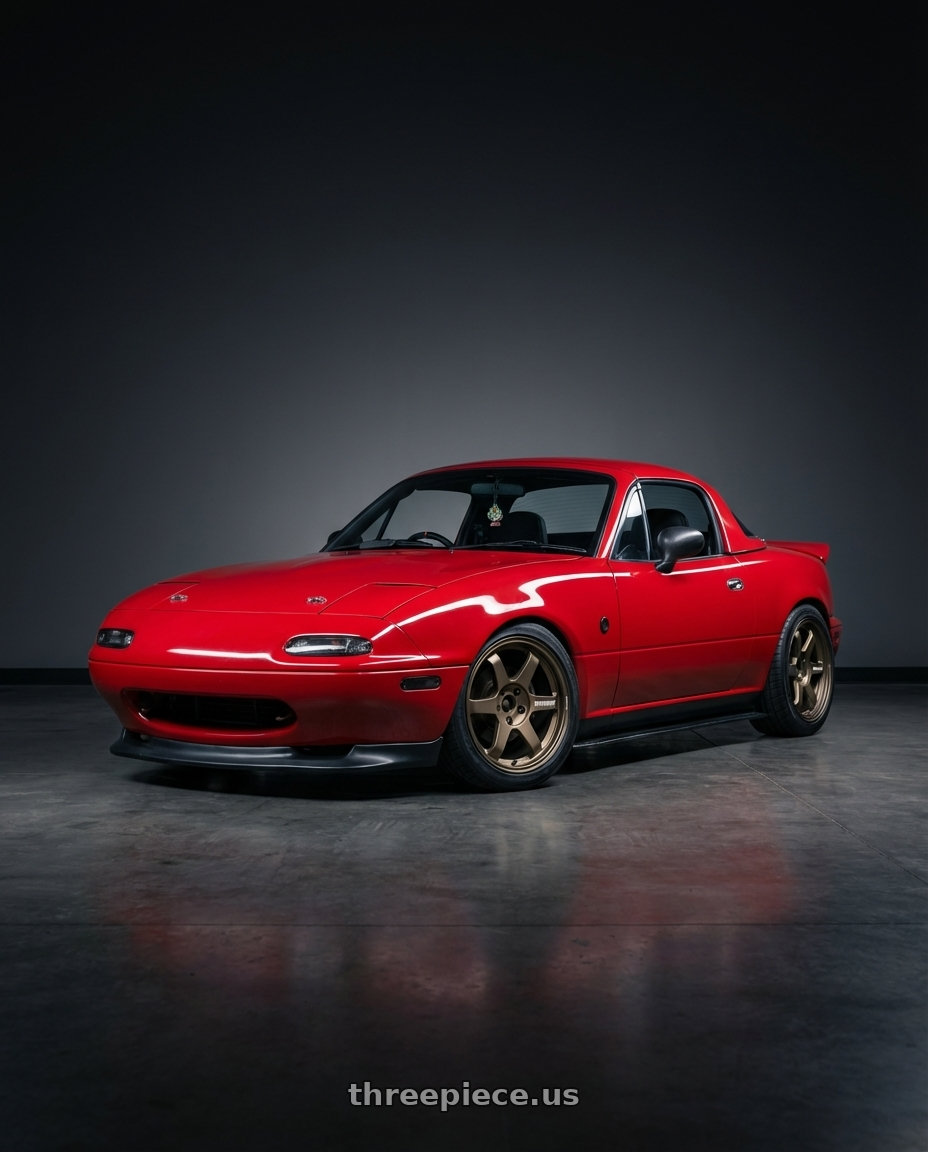 Mazda mx5 1990 with Volk Racing TE37 Ultra M Spec 5x112 19x9.5+23 19x10.5+35 Bronze Almite Toyota Supra MK5 Spec wheels