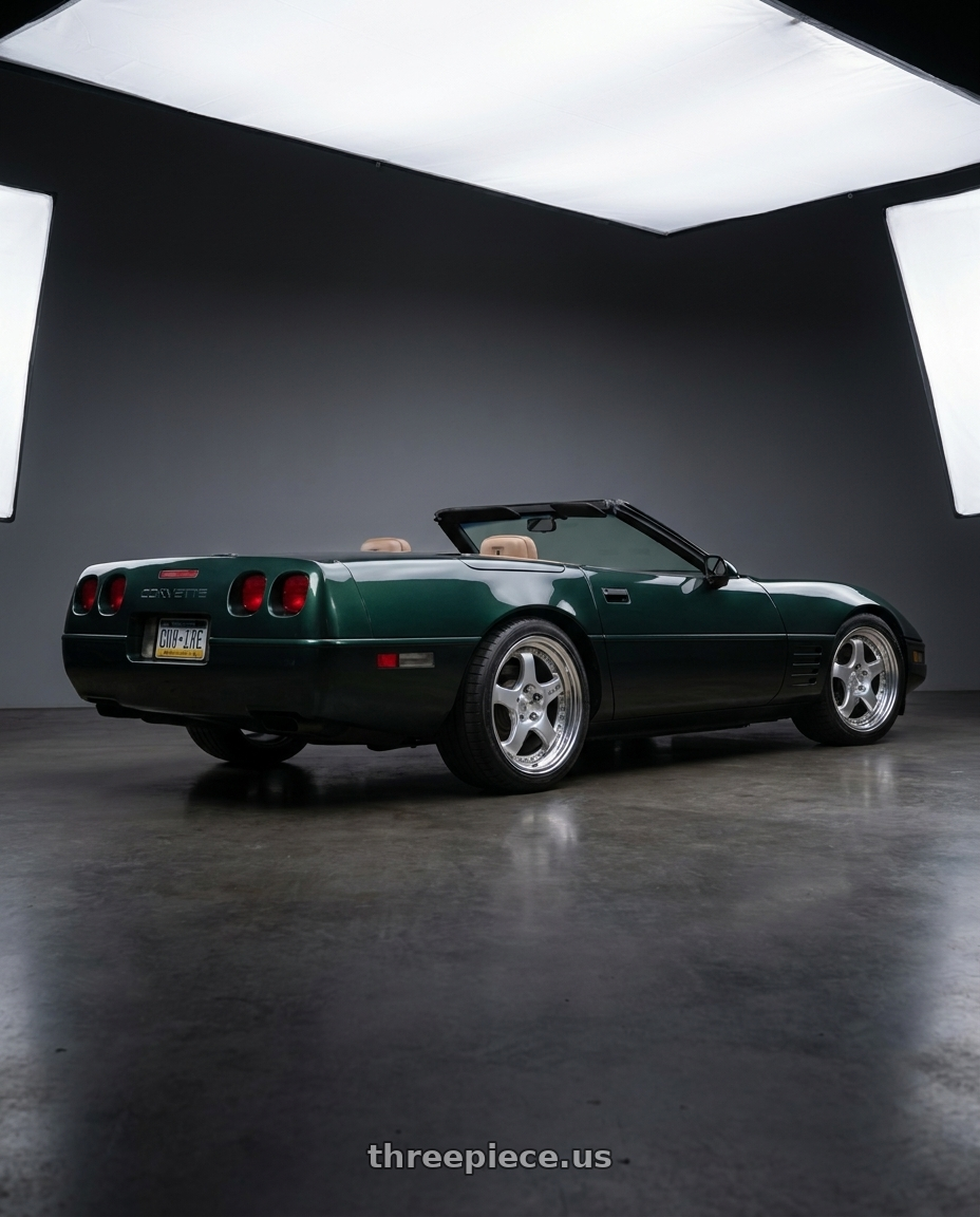1993 Chevrolet corvette with SSR Professor SP1 5x120.65 18X9+49 NR Disk Silver wheels rear three quarter view square tires