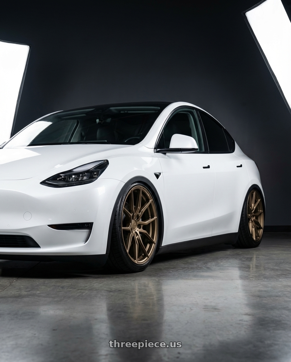 2024 Tesla Model Y with Aodhan AFF1 5x114.3 20x9+32 Matte Bronze wheels