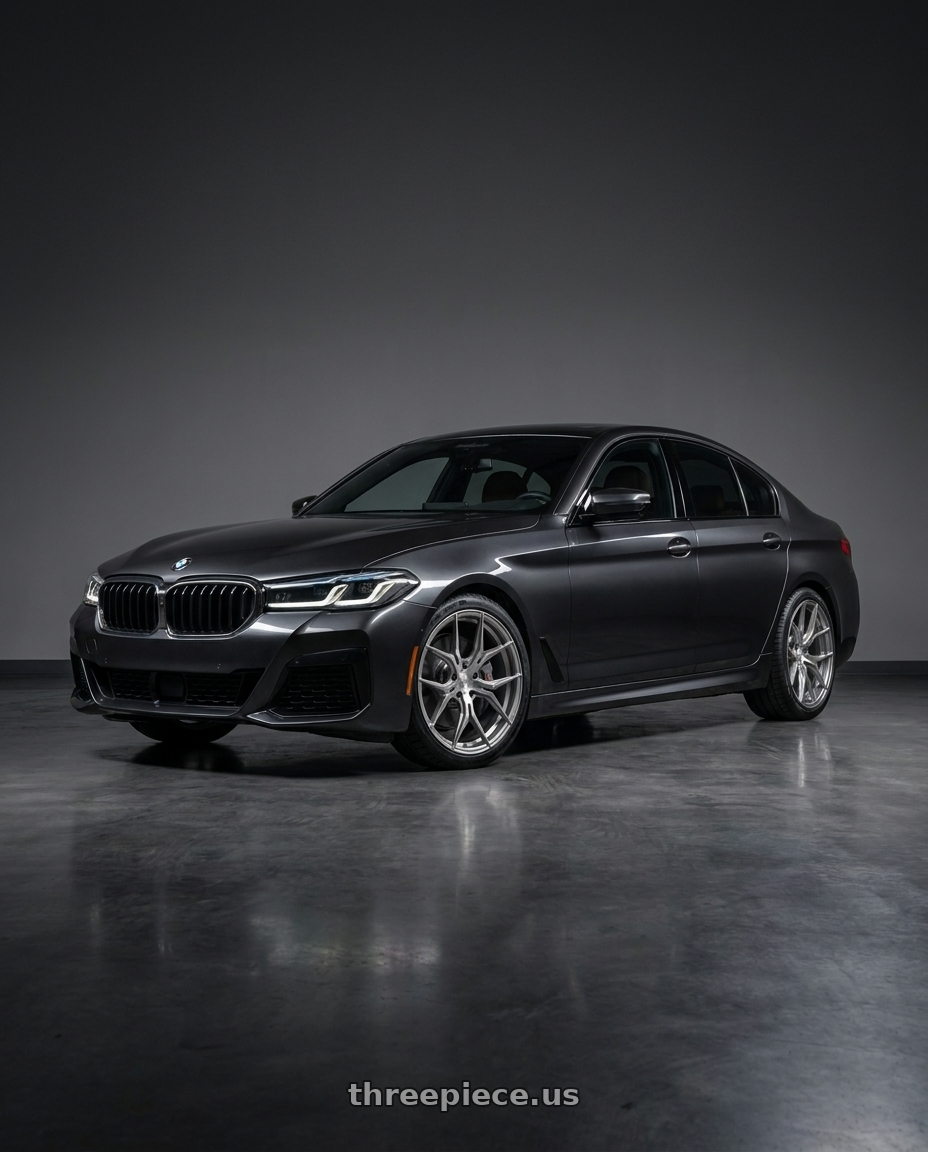 2021 bmw 540 with Rohana RFX5 5x112 19x9.5+42 Brushed Titanium wheels