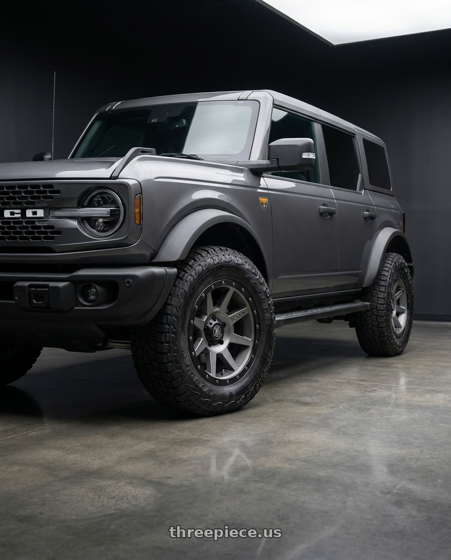 2023 Ford Bronco Badlands with Icon Alloys REBOUND 6x139.7 17X8.5+25 TITANIUM wheels
