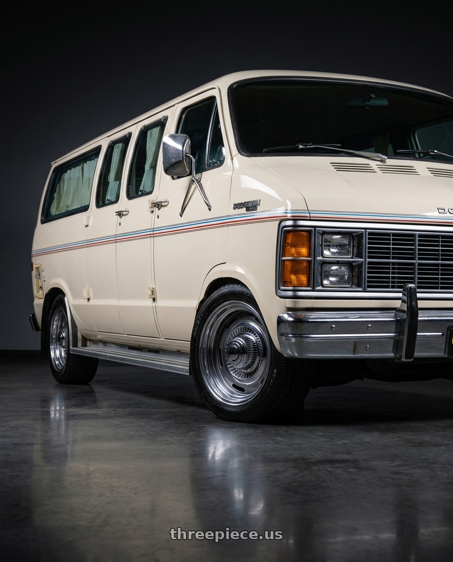 1979 Dodge B200 with Vision American-Muscle 55 Rally 5x139.7 15x8-12 Silver wheels