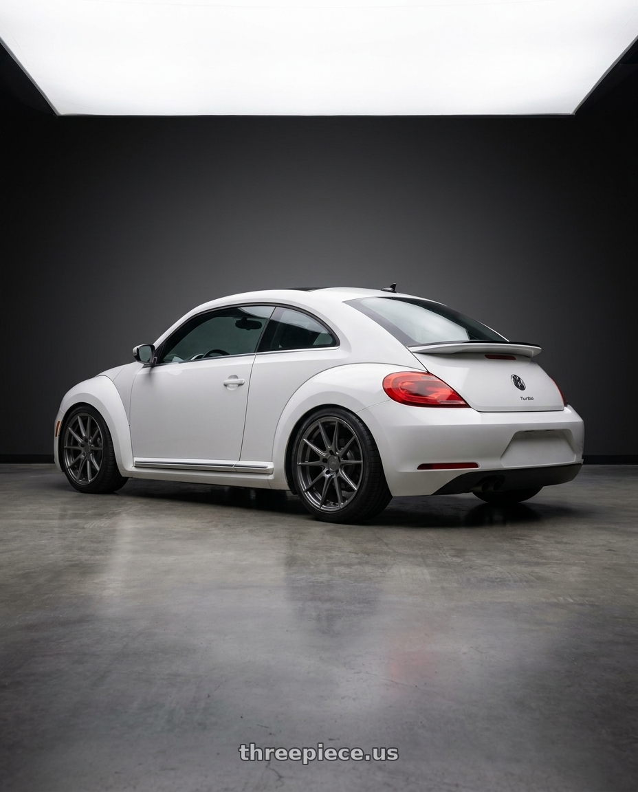 2016 Volkswagen Beetle Turbo with Niche 1PC M116 MISANO 5X112 18X8 +42 MATTE GUN METAL wheels rear three quarter view square tires