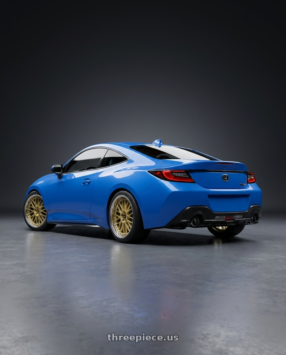 2026 hona prelude with Work Vs-Xx 5x120 18x7+4 T Disk Gold wheels rear three quarter view square tires