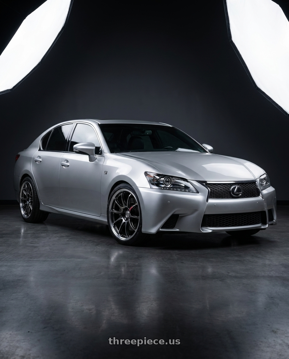 2014 Lexus GS350 F sport with Work Emotion Zr10 5x114.3 19x9.5 +38 Glim Black Diamond Rim cut wheels
