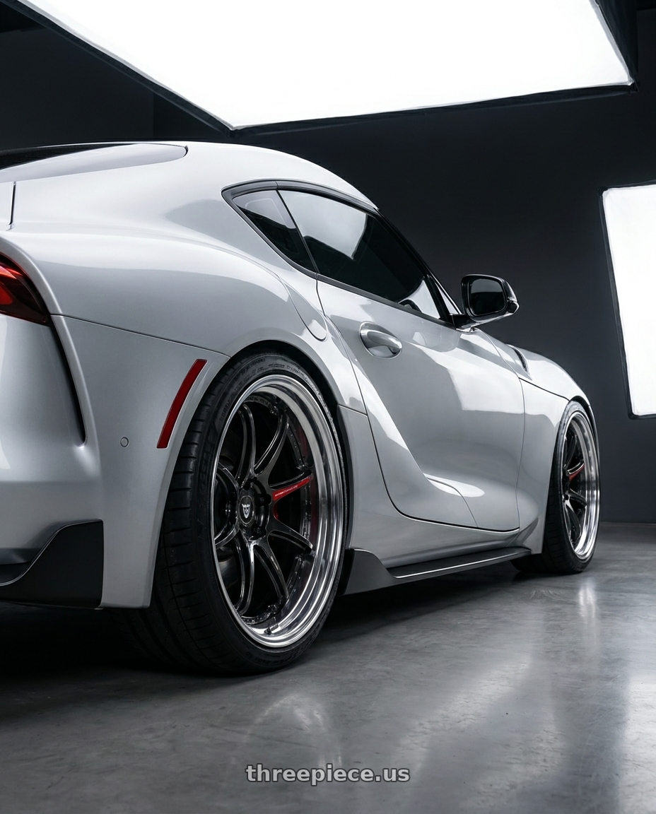 2020 gr supra premium with Work Zr10 2P 5x112 20x11.0 +38 Glim Black wheels rear three quarter view square tires