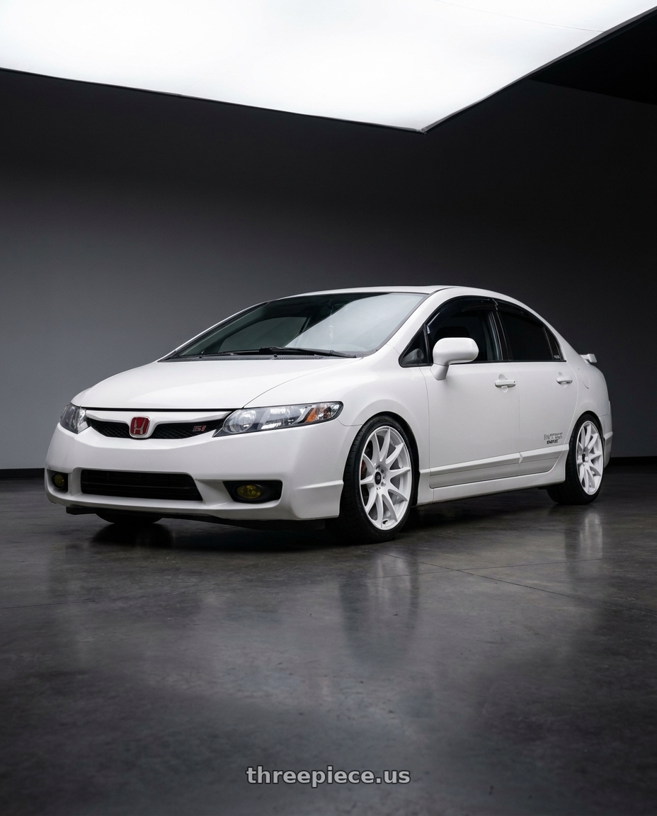 2008 Honda Civic SI with MST Wheels MT30 5x114.3 17x9.0 +30 Full Glossy White wheels