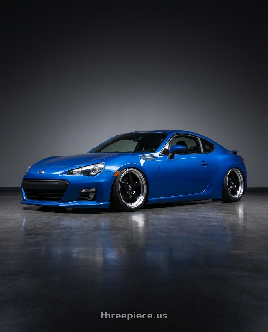 2024 Subaru BRZ with Forgestar D5 Drag 5x114.3 18x10 +42 Gloss Black Machined wheels front three quarter view stanced stance