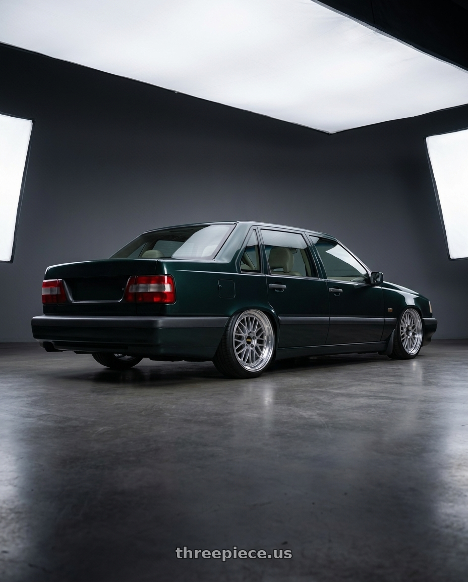 1995 Volvo 850 with BBS LM 5x120 17x8.5+18 Diamond Silver wheels rear three quarter view slight stretch tires