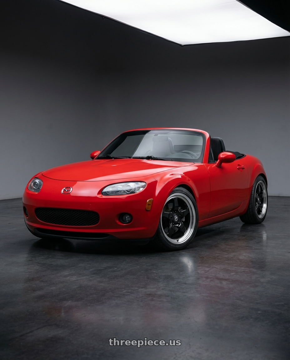 2012 Mazda MX-5 Miata NC with Forgestar D5 Drag 5x114.3 17x5 -21 Gloss Black Machined wheels