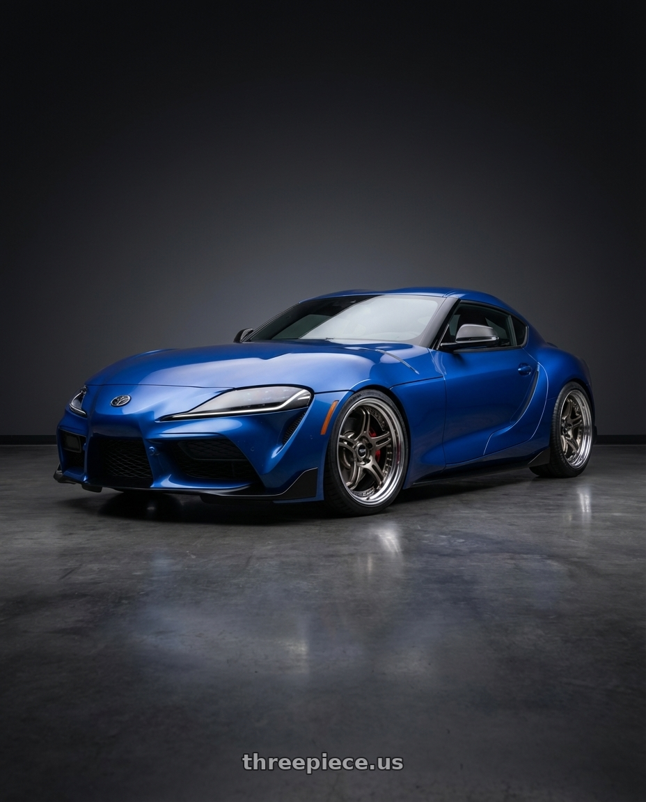 2023 TOYOTA SUPRA with SSR Professor SPX STD 5X100 18X9.5+35 MD Disk High Metal Bronze wheels front three quarter view lowered stance
