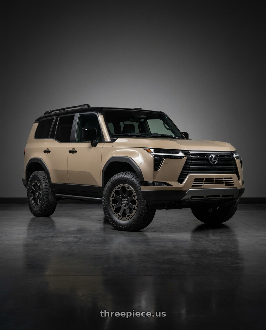 2025 LEXUS GX 550 OVERTRAIL with Black Rhino WARLORD 5X114.3 17X8 +35 MATTE BLACK W/ MACHINED DARK TINT wheels