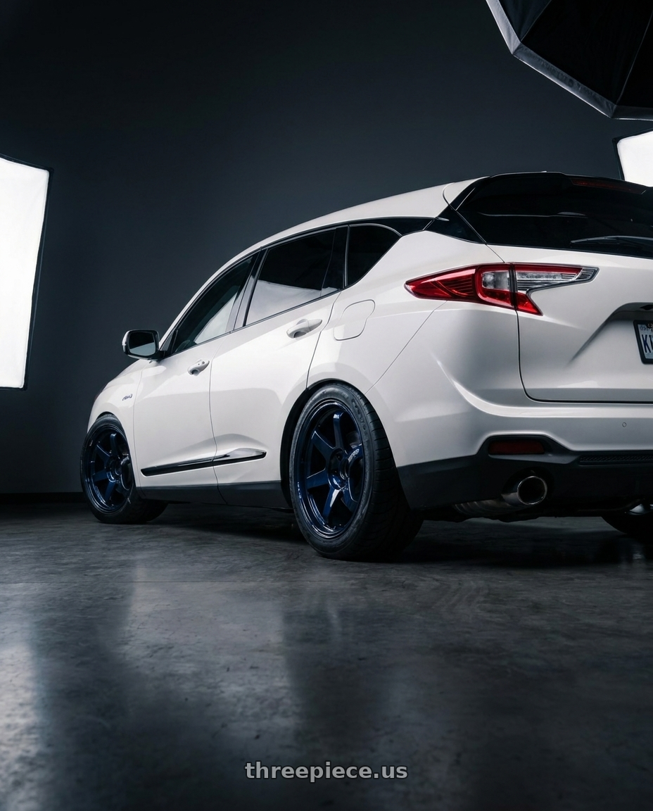 2021 Acura Rdx with Volk Racing TE37 ULTRA M-SPEC 5x114.3 20x9.5 +28 MAG BLUE wheels rear three quarter view meaty tires
