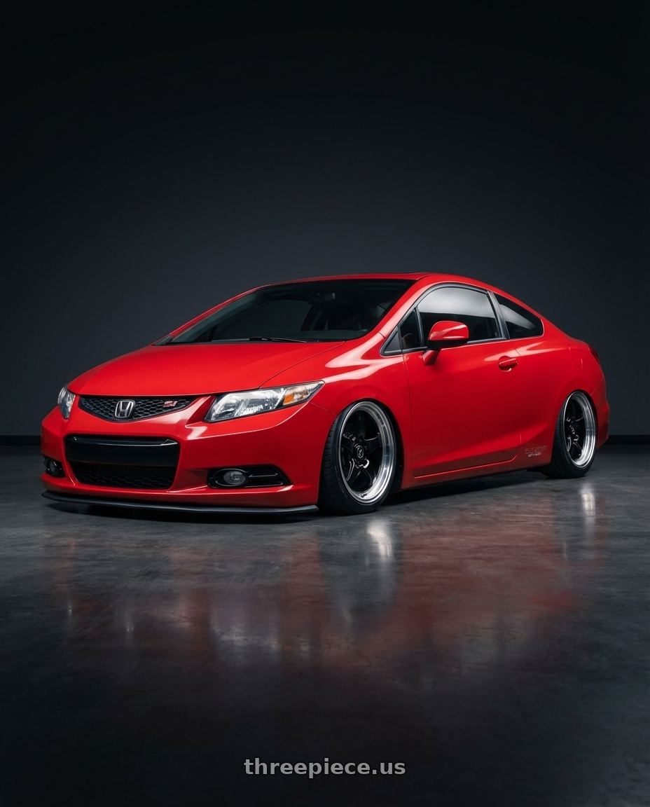 2015 Honda Civic Si with Forgestar D5 Drag 5x114.3 18x10 +42 Gloss Black Machined wheels