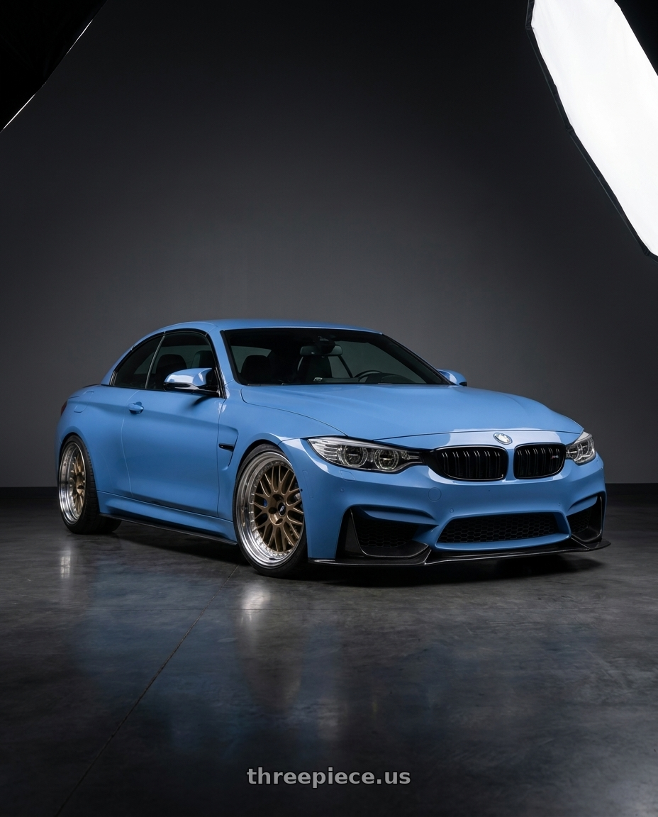 2015 bmw m4 convertible yas marina blue with Work Meister M1 3p 5x120 18x9.5+30 A Disk Titanium Gold wheels