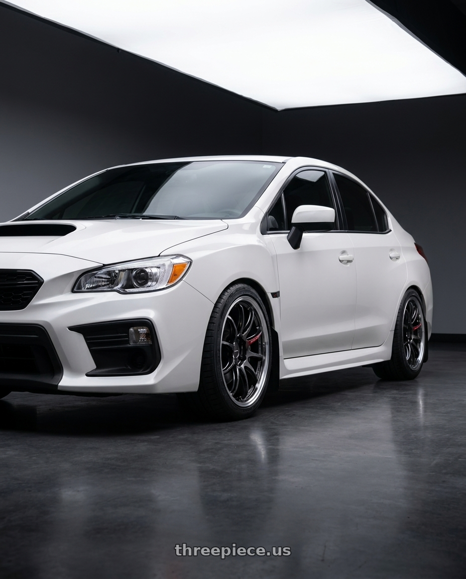 2021 subaru wrx with Work Emotion Zr10 5x114.3 18x9.5 +38 Glim Black Diamond Rim cut wheels